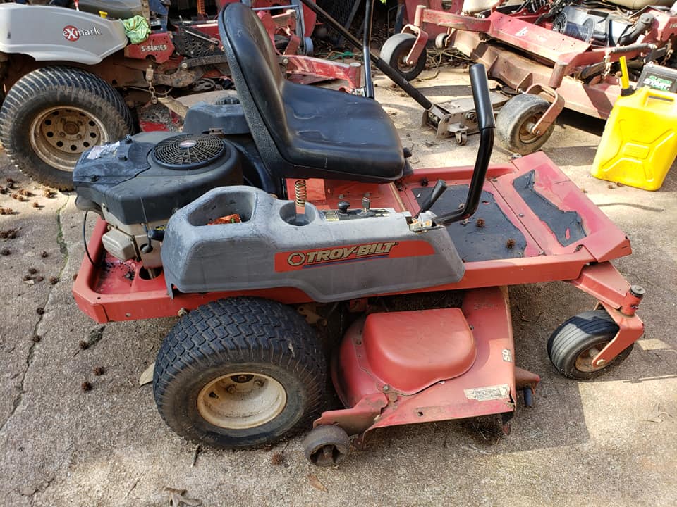 Troy-Bilt zero-turn mower in the yard
